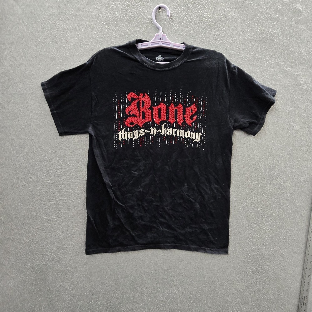 VINTAGE Bone Thugs N Harmony Women Shirt S Black Graphic Rhinestone Bling Y2K
